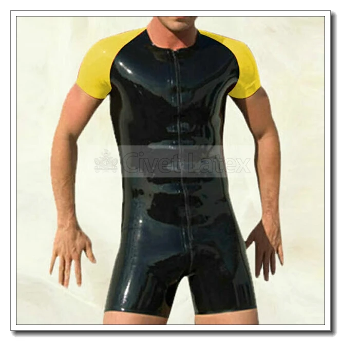 Civet Latex Catsuit Men Short Gladiator Jumpsuit Fighter Rompers Cool Customized k22