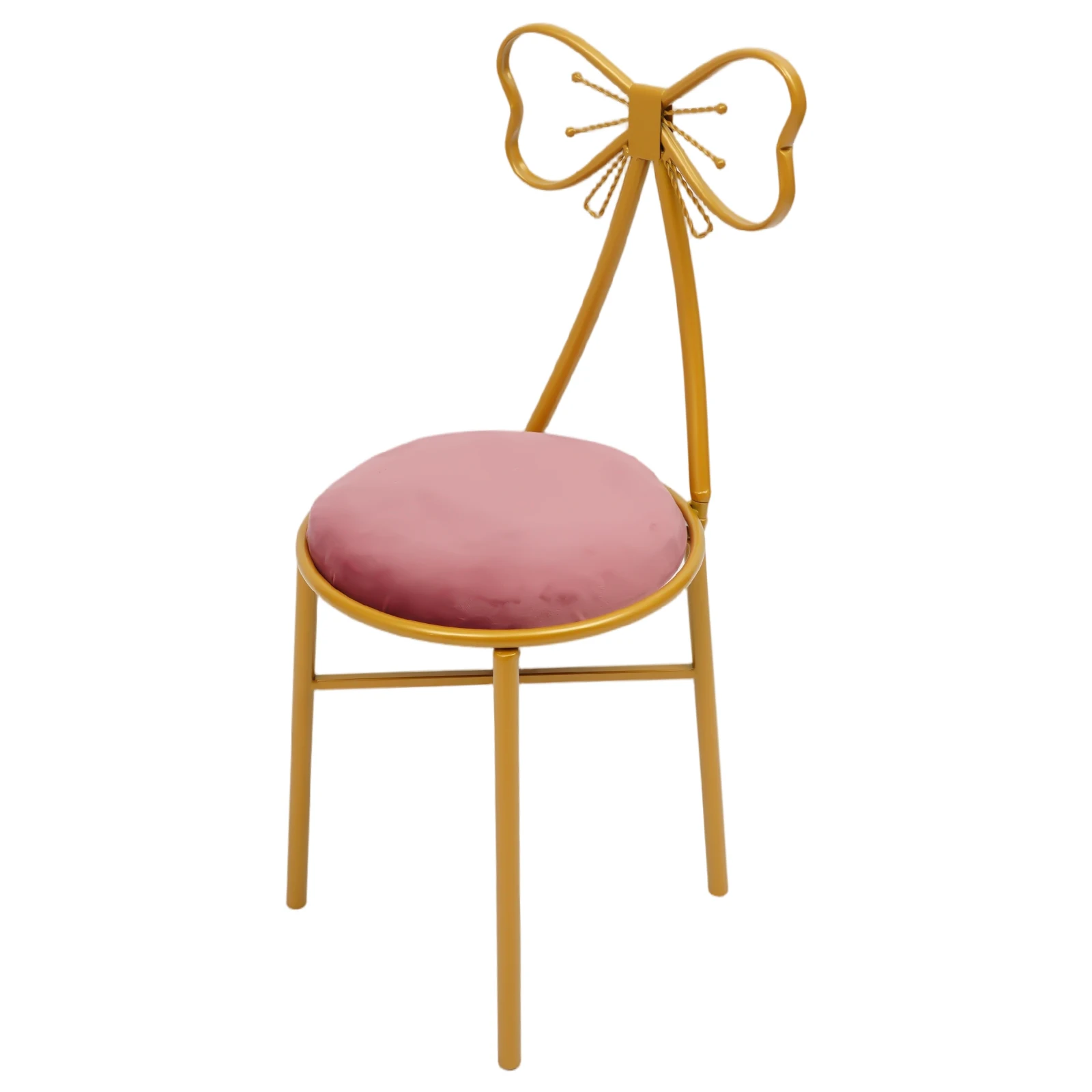 

Bymaocar Butterfly Vanity Chair Pink Iron Frame Flannel Seat Cushion Sponge Padding Comfortable Sitting High Load Capacity 220.46LBS Durable Powder Coated Anti-Rust for Bedroom Dressing Table