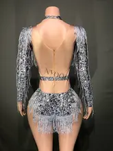 Sparkly Rhinestone Fringe Jumpsuit for Dance #3