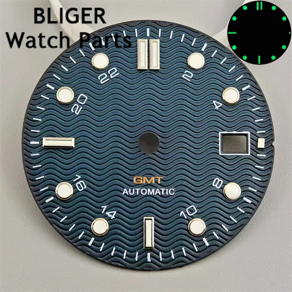 BLIGER 31mm bianco blu nero quadrante dell'orologio verde/blu verde luminoso Fit NH34 Mingzhu DG3804 movimento