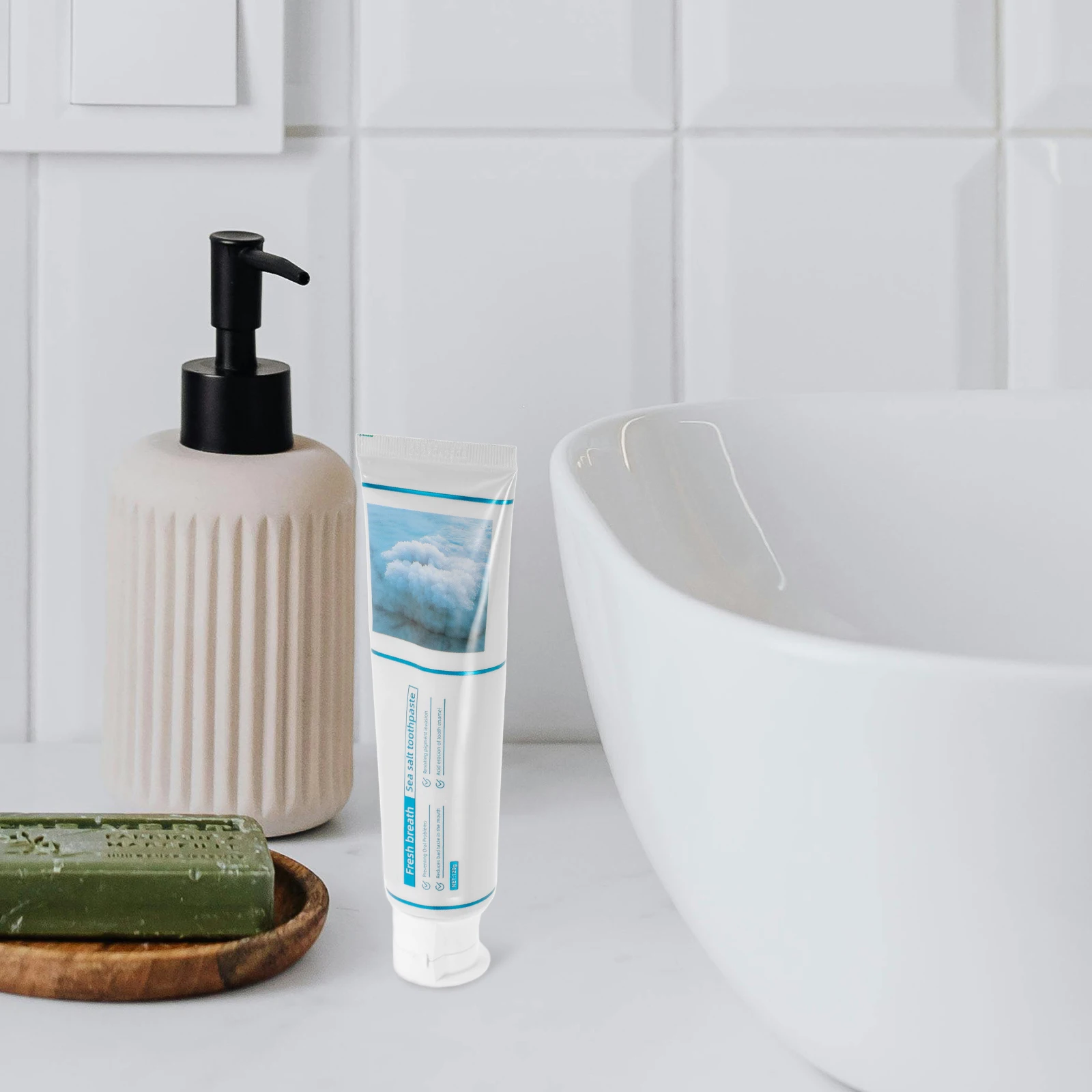 

Sea Salt Toothpaste Freshens Breath Coconut Oil Mint Hydroxyapatite Sensitive Adults Bright Smile Stain Removal al Clean