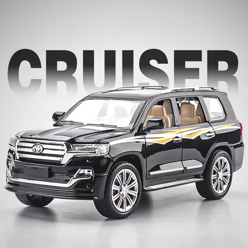 Modèle Miniature de voiture jouet Land Cruiser 1:24, en alliage moulé sous pression, son et lumière, portes ouvertes, véhicule d'ornement, jouets pour enfants, cadeaux