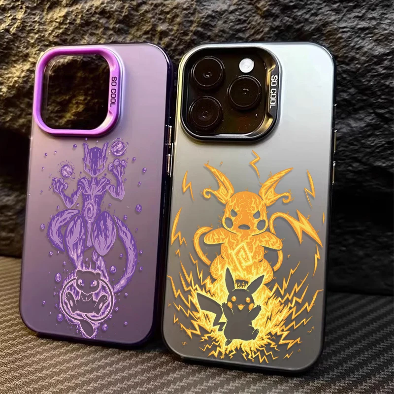 Phone Case for Samsung Galaxy S25 Edge S26 S24 S23 Ultra S22 S21 Plus FE A57 A37 A17 A07 4G Pokémon Pikachu Mewtwo Matte Cover