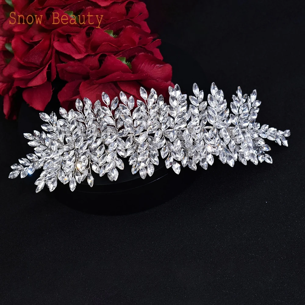 DZ005 Silver Color Wedding Engagement Crystal Hair Accessories Rhinestone Bride Headband Queen Tiara Bridal Headwear