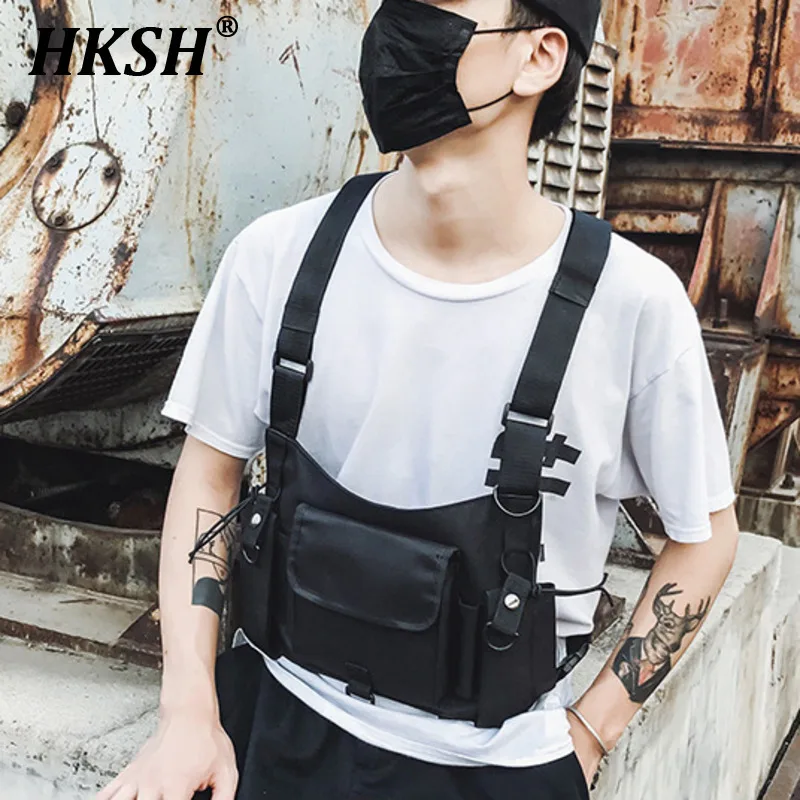 HKSH Tactical Bags Hip Hop Vest Chest Bag Functional Waist Women's Tide Men's Dark Tactical Gothic Vest Backpack Techwear HK0208