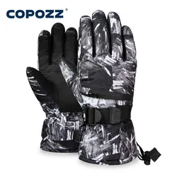 COPOZZ hombres mujeres 3 dedos pantalla táctil guantes de esquí impermeable invierno cálido Snowboard guantes motociclismo guantes para moto de nieve