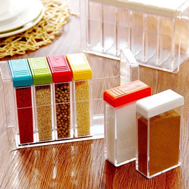 Seasoning Jar Set Salt Pepper Seasoning Bottle Color Lid Kitchen Seasoning Bottle Storage Container Spice Rack Promotion