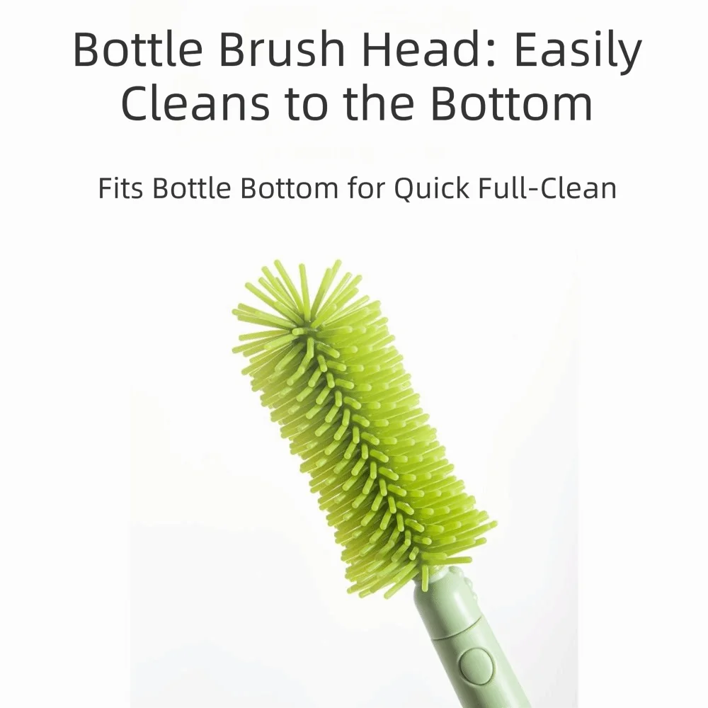 

6-in-1 Baby Bottle Brush Set Space Saving Built-in Drain Rack Nipple Straw Cleaning Brush Portable Drying Rack