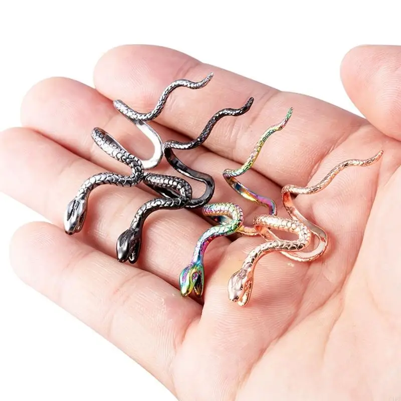 C1fe Multicolor Snake Earge Boucbe enveloppe Clip d'oreille No Piercing Femmes Boucles d'oreilles mignons Animal enveloppe à