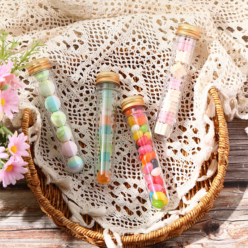 24Pcs 40ml Plastic Test Tubes with Screw Caps Tubes for Scientific Party Decoration Candy Bead Storage Bath Salt Lab Use