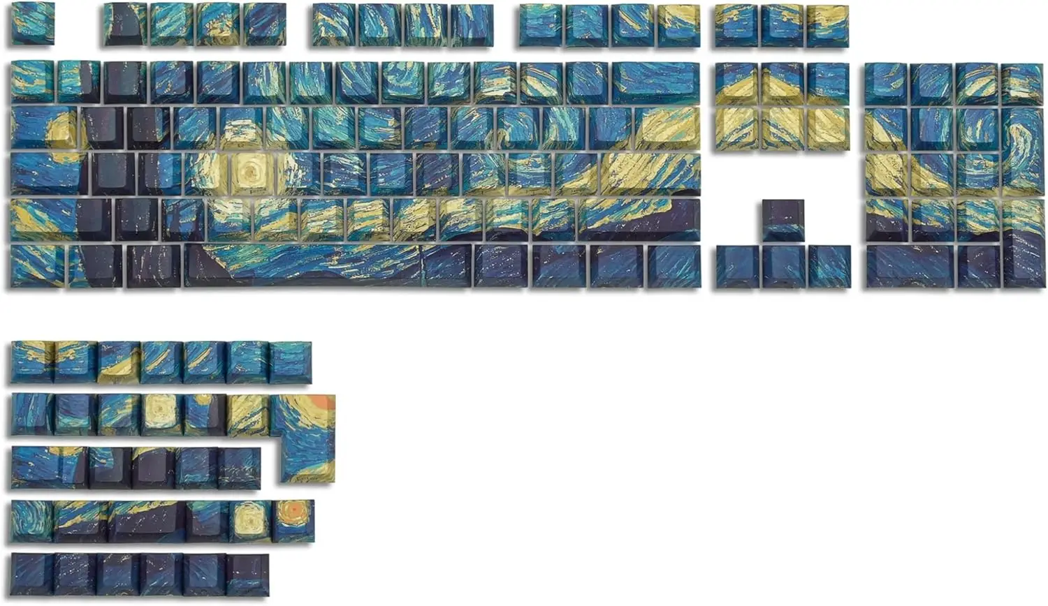 メカニカルキーボードキャップ,サイドプリント,半透明,pbt,スタームーン,ナイトテーマ,60, 84, 98, 108