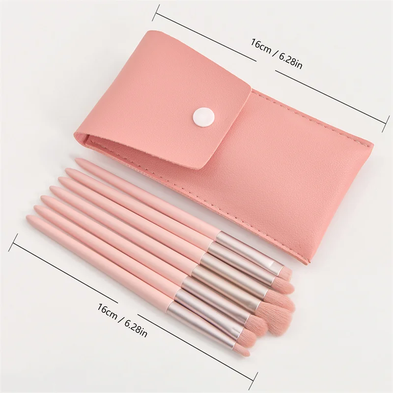 7 pcs/set/ Fashion and contraeted Super Soft flexible easy to color comfort-handle cosmetic brush with Pink Makeup bag