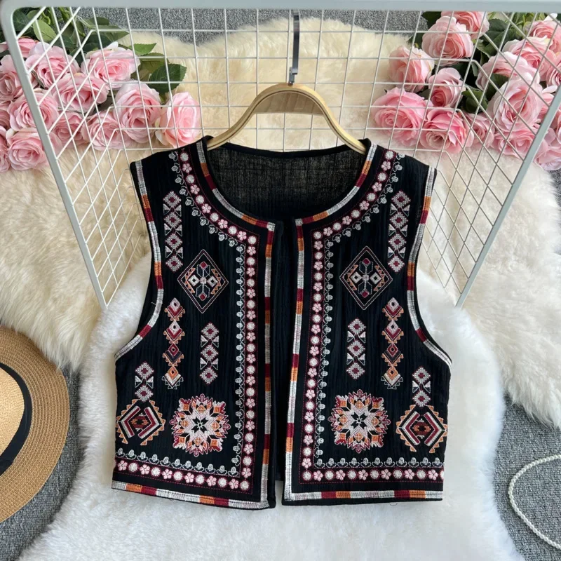 2025 Nieuwe Vintage Boheemse Stijl Dames Zomer Zwaar Borduren Loose Fit Top Verstandig Luxe Gedifferentieerd Elegant Trendy Vest