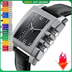 BERNY Chronograph Watches For Men Personalized Rectangle Tank Men's Wristwatch Fashion Business Casual Miyota JS55 Male Watch