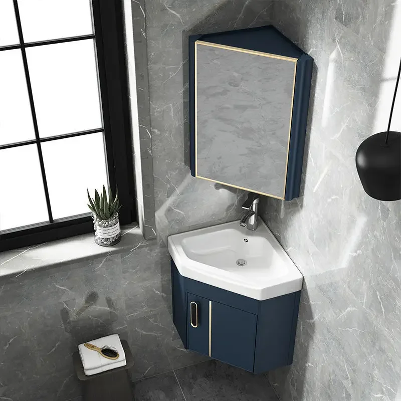

Wall-mounted, small apartment, triangle, washbasin cabinet, combination, bathroom
