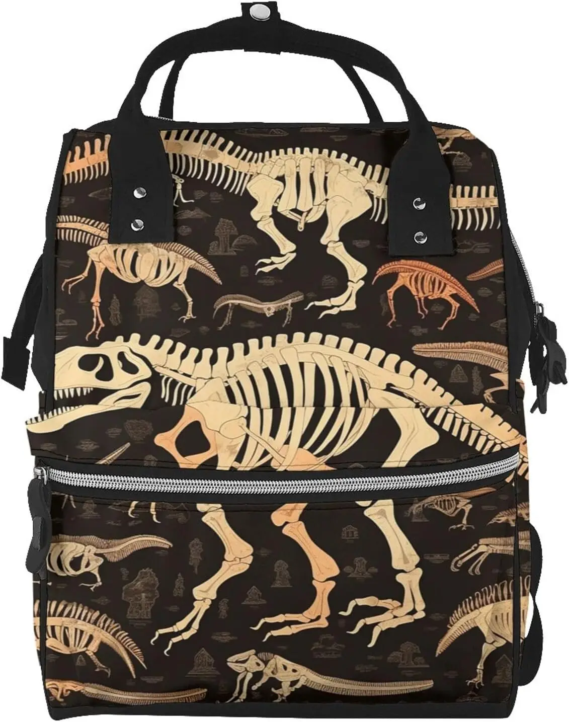 Dinosaur Skeleton Print Diaper Bag Travel Tote Nappy Backpack Large Capacity Mummy Backpack Multifunction Waterproof