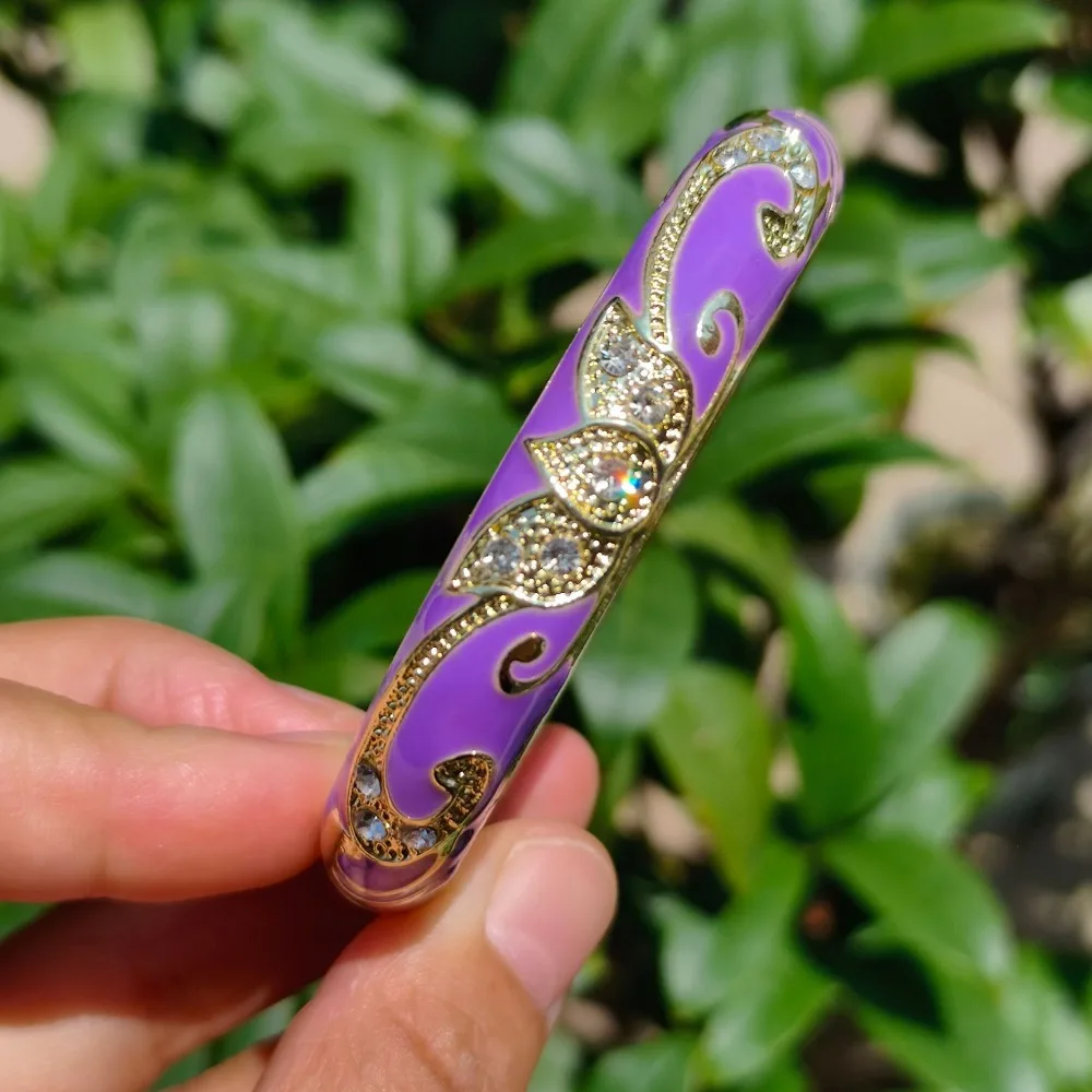 1cm Crown Cloisonne Bracelet Colored Dropper Oil Five-leaved Flower Blooms Colored Dropper Oil Bangle Crown Vintage