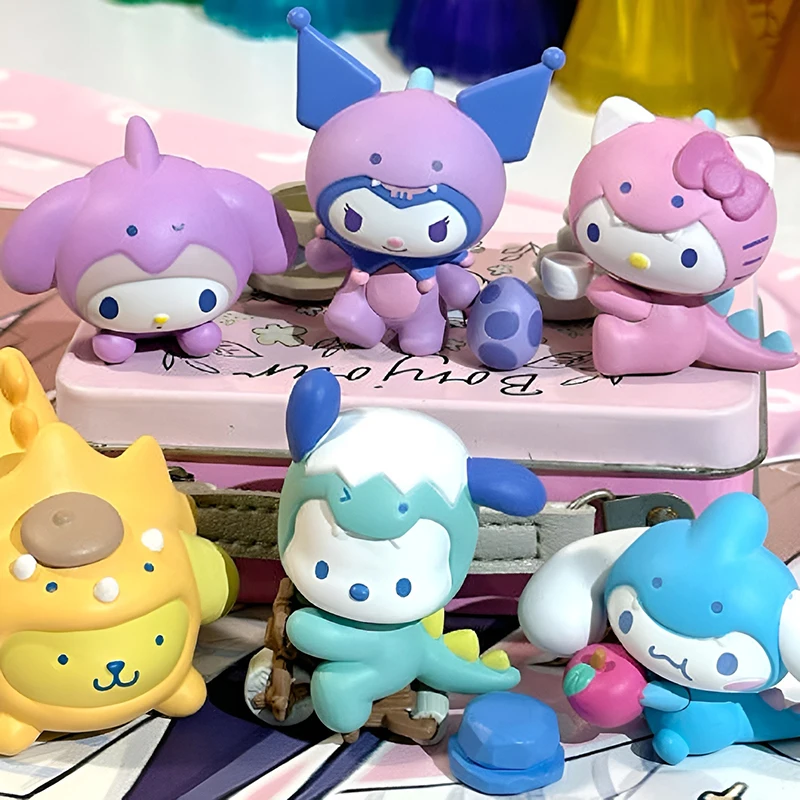 Sanrio Anime Figura Caixa Surpresa Presentes, Série Dinossauro, Dragon Year Blind Bag, Cinnamoroll, Melodia Pochacco, Kuromi, 2024