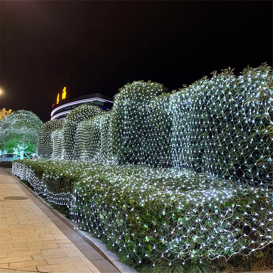 Guirnalda de luces LED de red de hadas, 8 modos, 2x2/3x2M, guirnalda navideña, cortina de luces, impermeable para exteriores, Patio, jardín, lámpara para fiesta de boda