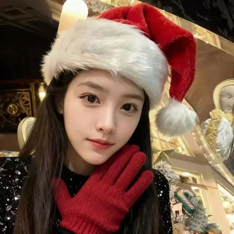 Cappello da Babbo Natale per adulti Cappelli natalizi per le vacanze Velluto unisex Rosso Pelliccia classica Comfort Forniture per feste festive di Capodanno