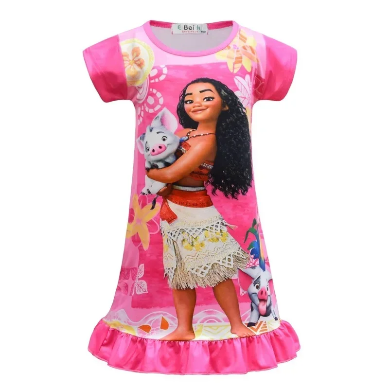 Summer Girl Dress Cartoon Moana for Girls Clothes Print Baby sleepwear Dress pajamas Spotted Pig Children Kids Vaiana Clothing