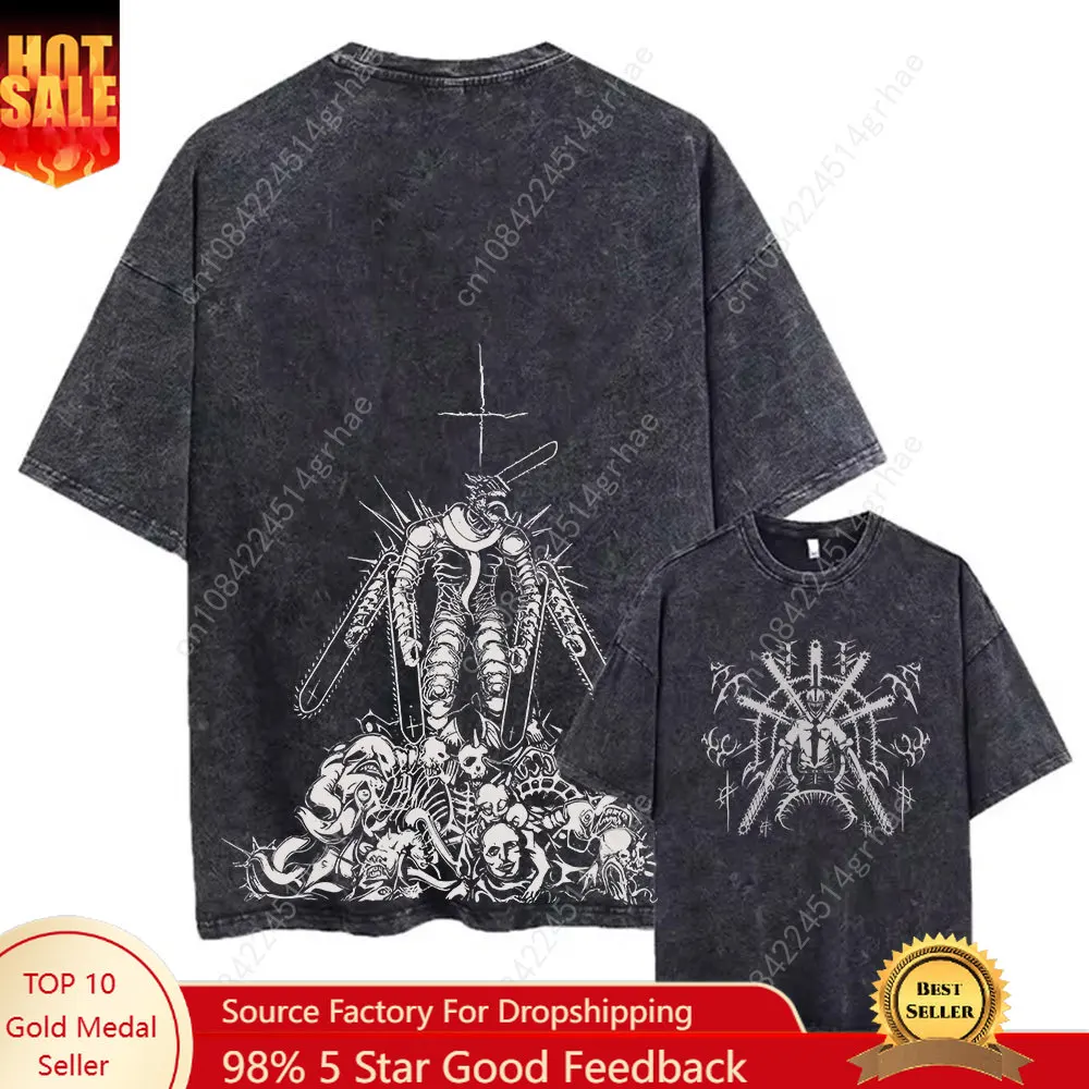 

Anime Chainsaw Man Wash Tshirts Men Vintage Washed T Shirt Harajuku Oversize Cotton Tee Cotton Fashion Streetwear Unisex Top