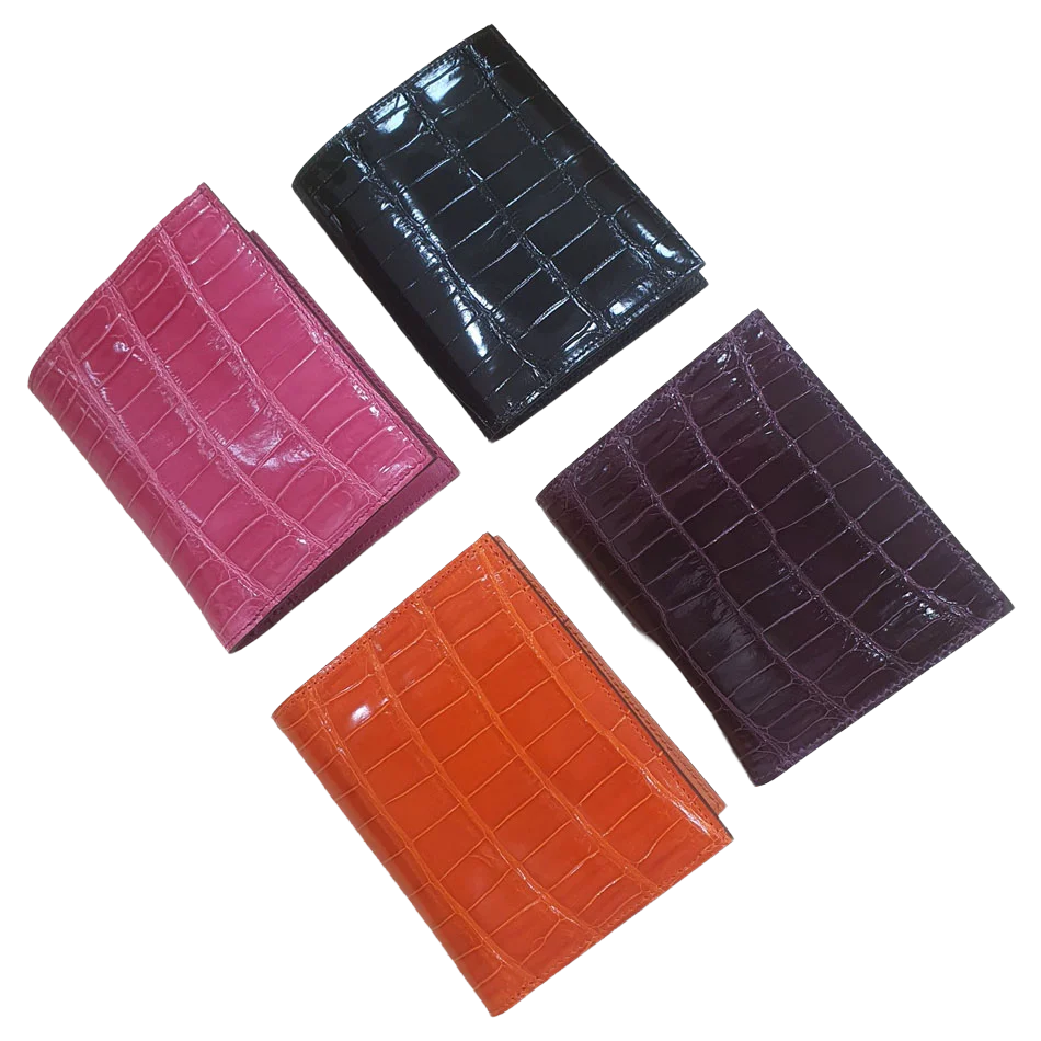 New Thai Fashion High Gloss Crocodile Genuine Leather Wallet Female Slots Business Bag Leather Vertical Bank Card Bag Purse Mens