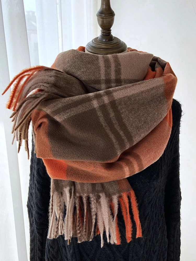 Fashion Imitation Cashmere Classic Vintage Scarf Headscarf Winter Women Ladies Men Preppy Plaid Scarve Pashmina Mujer Wrap Shawl