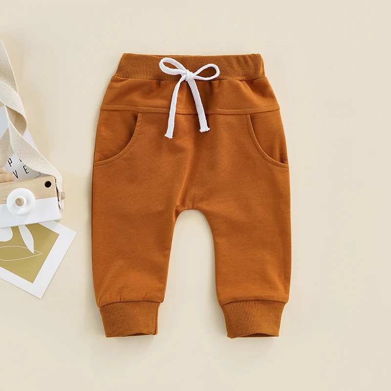 

Infant Unisex Joggers Comfortable Elastic Waistband with Drawstring for a Relaxed and Stylish Look in Long Pants