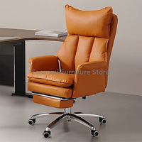 Comfy High Back Leather Executive Office Chair Soft Adjustable Reclining Chair with Footrest Ergonomic Home Gaming Swivel Chairs