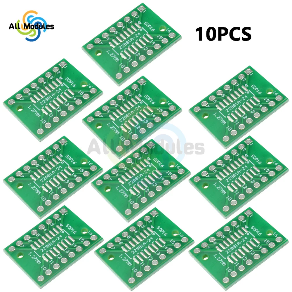 10PCS/Lot SOP16 SSOP16 TSSOP16 to DIP16 0.65/1.27mm IC Adapter Module PCB Board