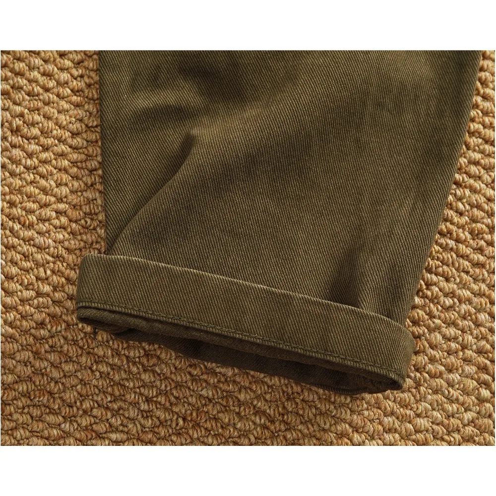 100% algodón Otoño e Invierno pantalones de trabajo simples y pesados para hombres pantalones cónicos tejidos de sarga de algodón rectos sueltos