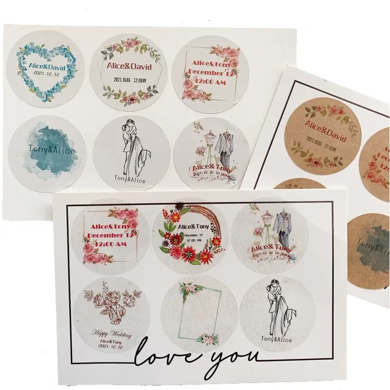 100pcs custom Personalised Sealing sticker Add your Logo text Wedding handmade white background 4CM