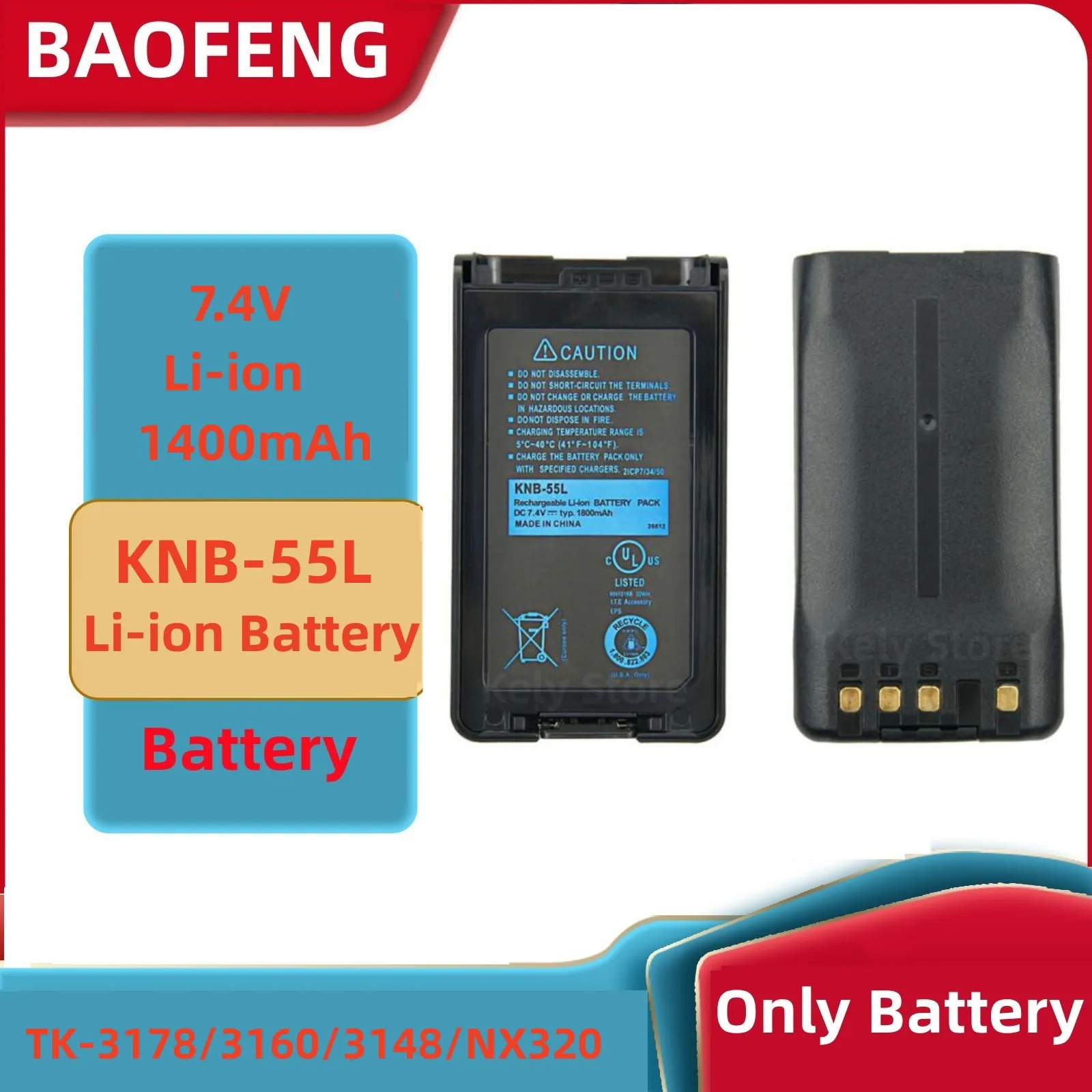 Walkie Talkie KNB-55L Battery Li-ion 1400mAh Batterier compatible with TK-3178/3160/3148/NX320 Machine Two Way CB Radio Battery