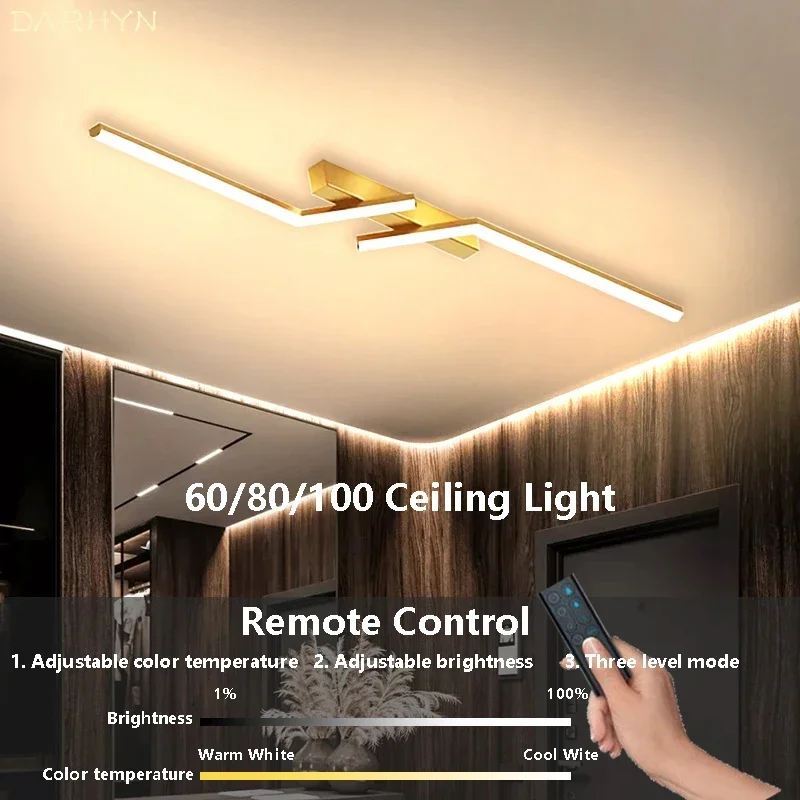 Smart LED Ceiling Light Long Remote Control Adjustable Color Temperature Brightness Bedroom Living Room Corridor Home Lighting