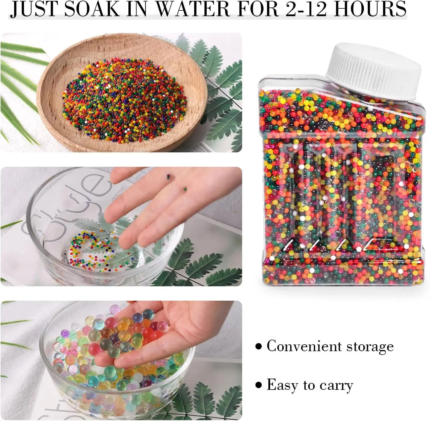 30,000 Colorful Jelly Water Gel Beads Rainbow Mix Non Toxic Water Beads for Vase Filler Plant Floating Candle Wedding Decoration