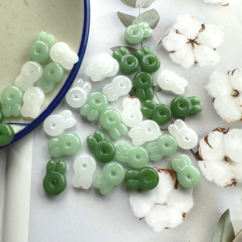 

10pcs DIY Natural Jade Agate Rabbit Beads Accessories Fashion Real Jewelry Gemstone Stone Amulet Luxury Best Selling Gifts