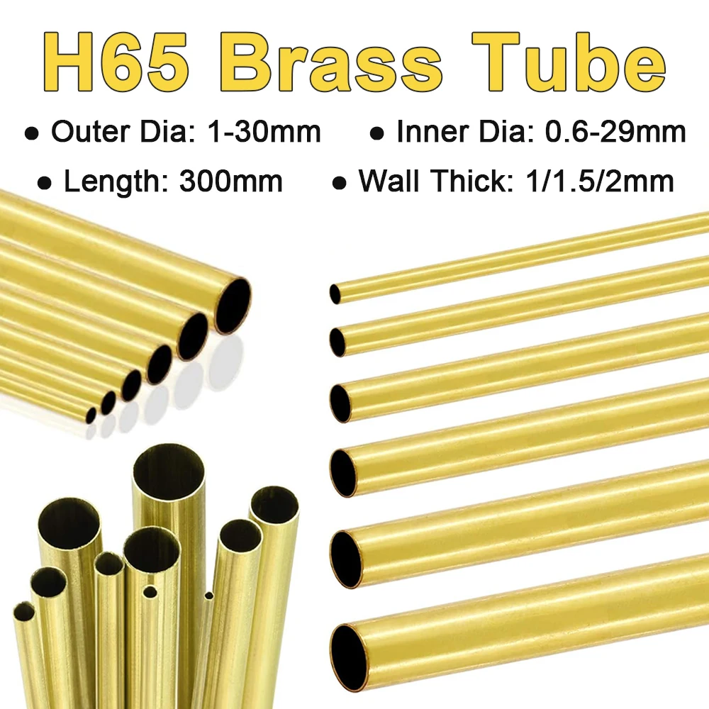 H65 Brass Tubes Diameter 3/4/5/6/7/8/9/10/11/12/13/14/15/16/17/18 to 40mm Length 300mm Wall 1/1.5/2mm Seamless Round Brass Pipe