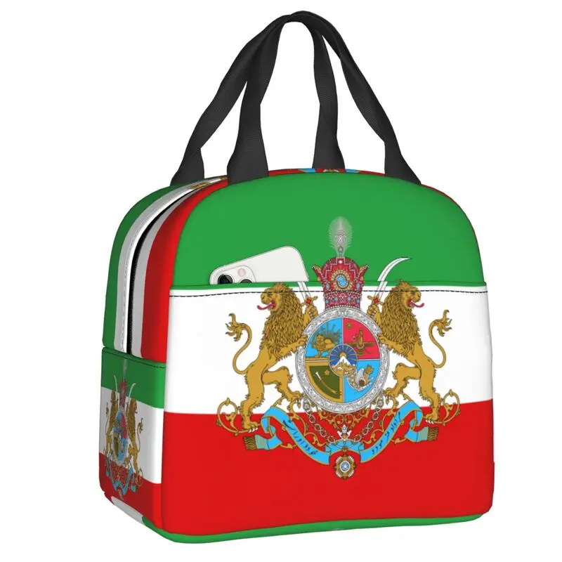 Imperial Coat Of Arms Of Iran Insulated Lunch Tote Bag for Iranian Lion Resuable Cooler Thermal Bento Box Kids School Children