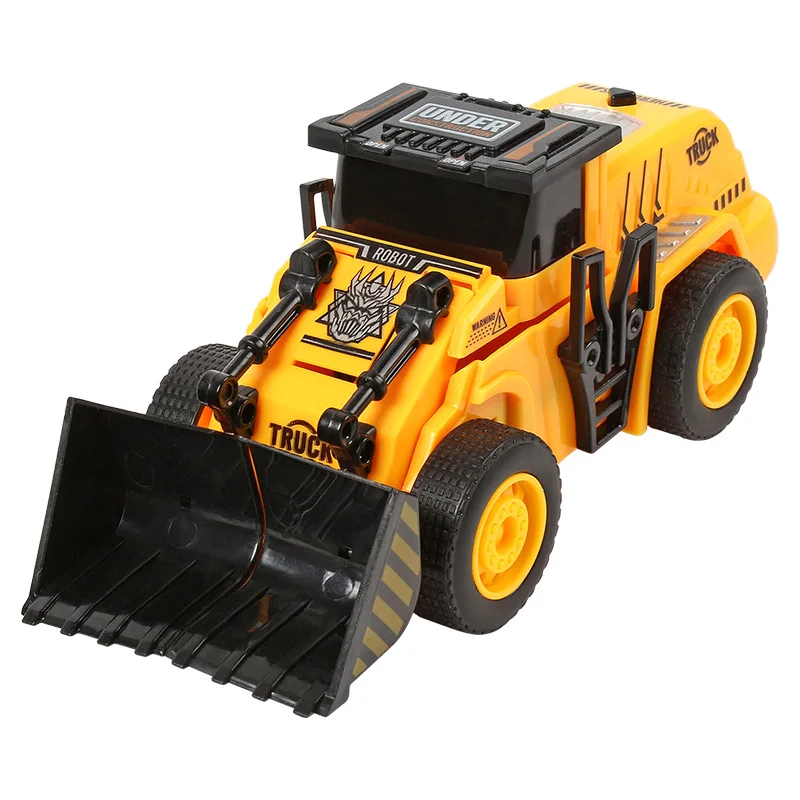 Inertial Yellow Engineering Car Robot Presses Deformation Toy Shoveling Snow Open Earth-moving Road Car Kid\'s Toy Birthday Gift