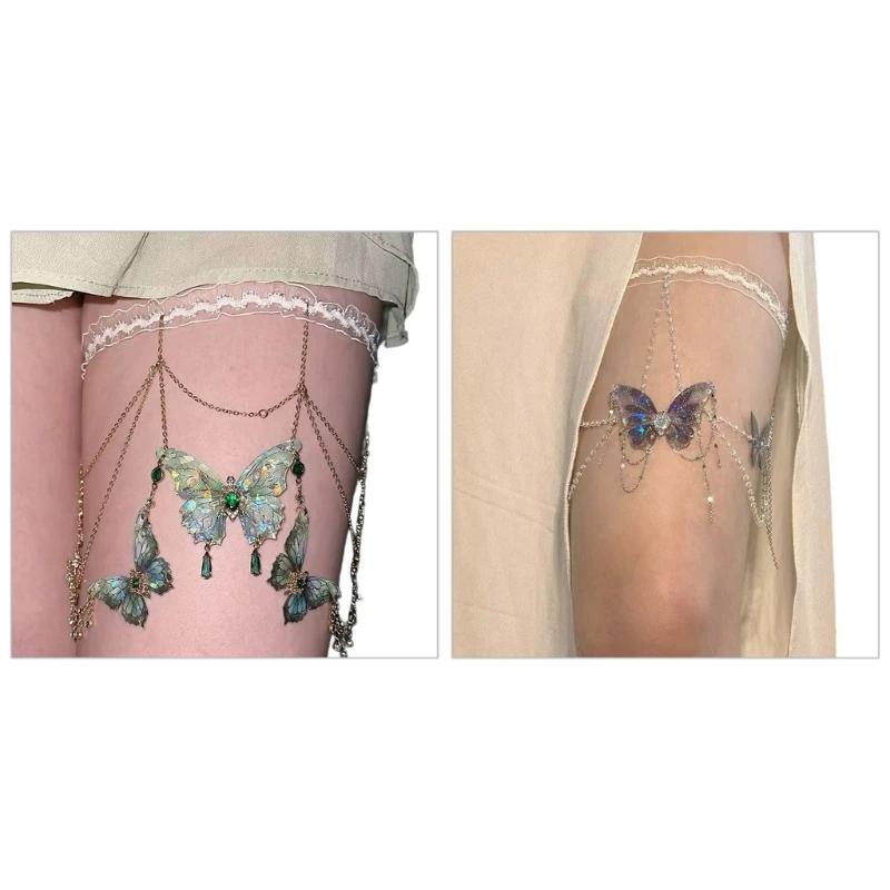 Butterfly Tassels Thigh Chain Elegant Lace Strap Leg Chain Sexy Body Jewelry Drop Shipping