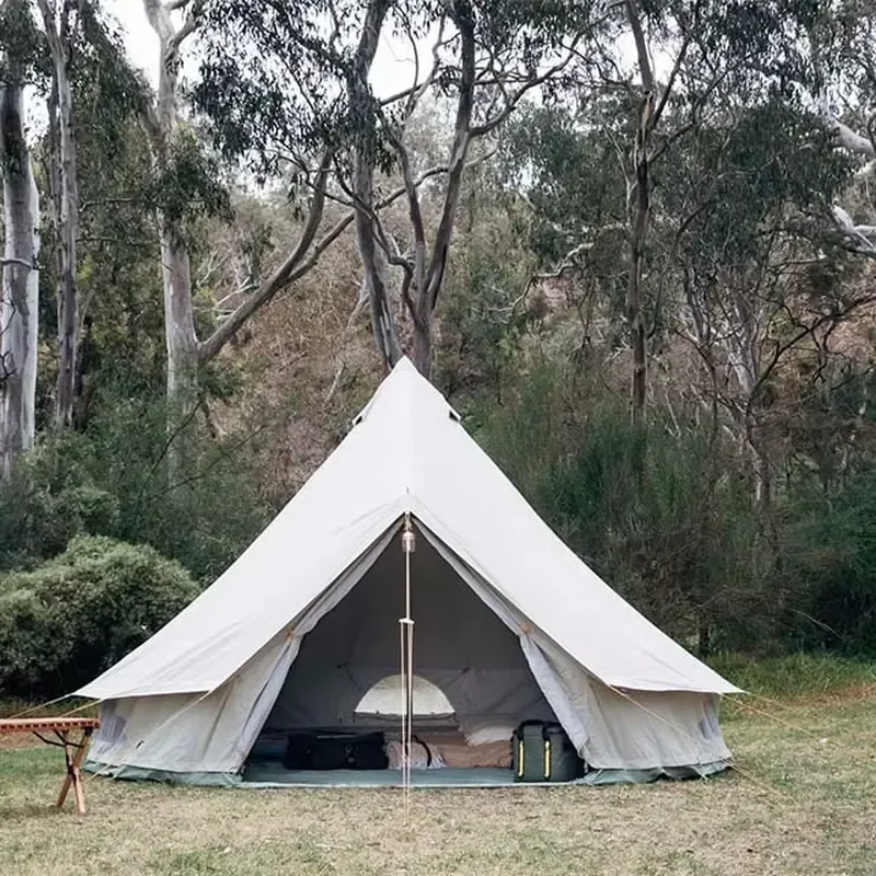 White 6m Giant Bell Tent with Aluminum Pole Cotton Outdoor Camping Tent for Glamping Family Hiking