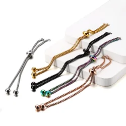 3pcs/lot Stainless Steel Adjustable Slider Chain for Jewelry Making DIY Loops Connector Pendants Bracelets Material Findings