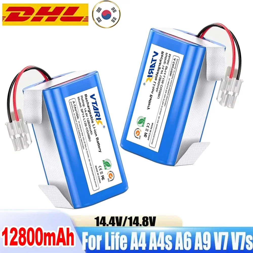 

NEW For ILIFE 14.8V 12800mAh 14.4V Lithium Battery For ILIFE A4 A4s V7 A6 V7s Plus Robot Vacuum Cleaner ILife 4S1P real Capacity