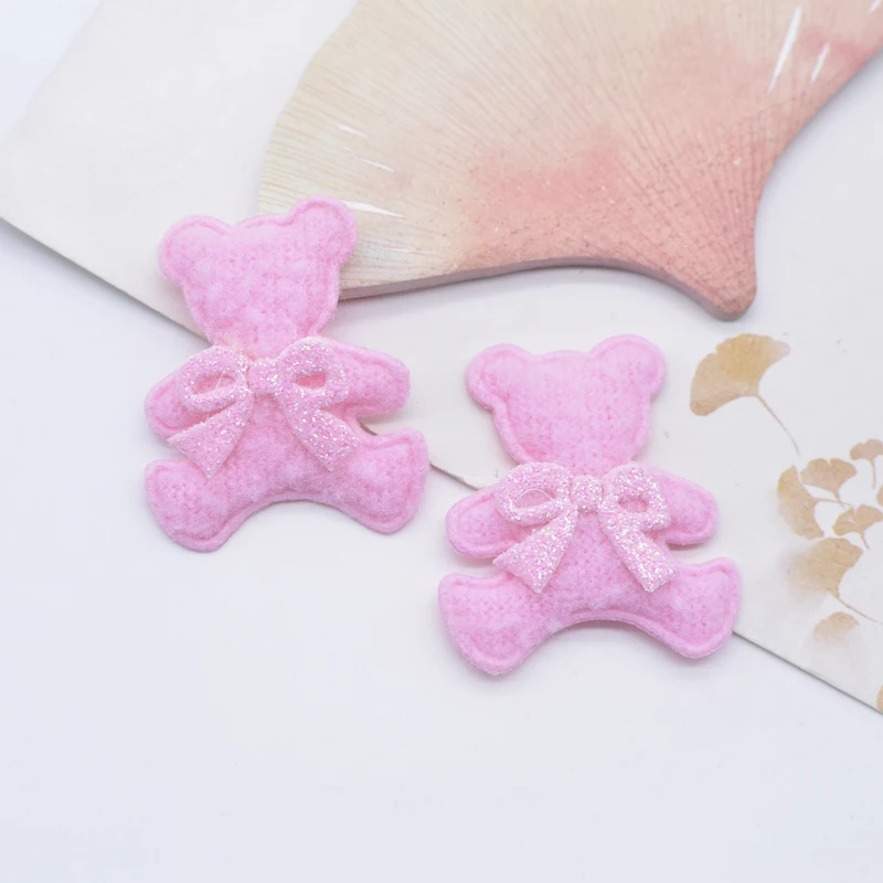20Pcs Short Plush Padded Bowknot Stick-on Bear Appliques for DIY Baby Clothes Hat Clothes Leggings Sewing Supplies Patches Decor