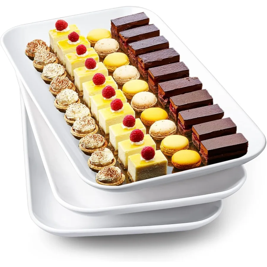 

16 Inch Serving Platter Set White Porcelain Platters for Serving Food Large Serving Trays for Party Entertaining Fruit Appetize