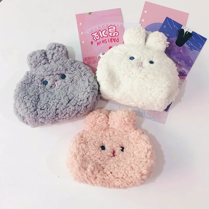 Ins Small Rabbit Coin Bags Purse Kawai Rabbit Mini Makeup Bags Pouch Girl Plush Lipstick Earphone Storage Bags Card Holder