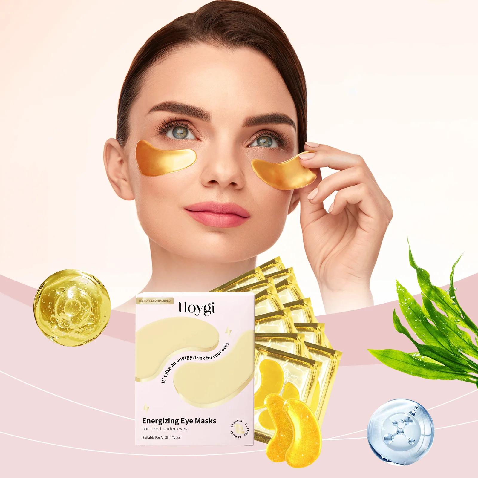 Energizing Eye Masks 12Pairs for Removal Dark Circles Moisturizing Firming Collagen Under Eye Masks Skincare Korean Products