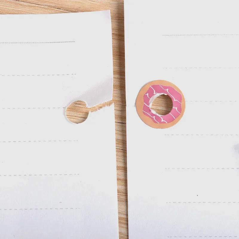 Kawaii Donuts Stickers Hole Punch Protector Labels Self Adhesive Loose Leaf Notebook Binding Paper Hole Reinforcement