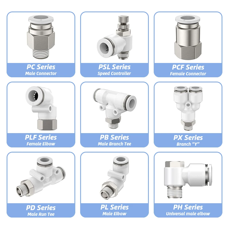 High quality Pneumatic Air Connector Fitting PC PCF PB PD PL PLF PX PSL PH 4mm 6mm 8/10mm Thread 1/8 1/4 3/8 1/2 Hose Fittings